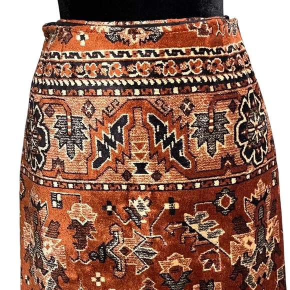 Vintage Tapestry Rug Carpet Boho Skirt Side Slit And Zipper — Size Small - Picture 3 of 13